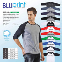 Adult 3/4 Sleeve Raglan T-Shirt (Minimum of 6 Pieces)