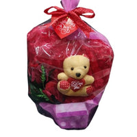 Teddy Bear and Heart Pillow with Roses