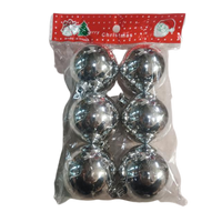 Silver Plain Christmas Balls (Pack of 6)