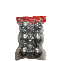 Silver Plain Christmas Balls (Pack of 6)