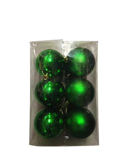 Green Plain Christmas Balls (Pack of 6)