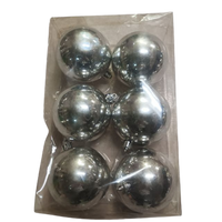 Silver Plain Christmas Balls (Pack of 6)