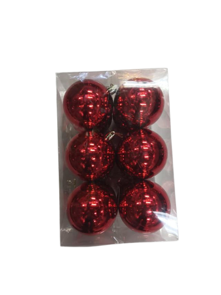 Red Plain Christmas Balls (Pack of 6)