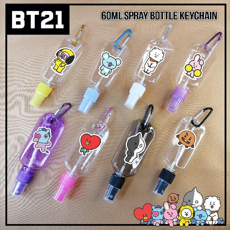 BT21 60ml Spray Bottles with Keychain (Set of 8)