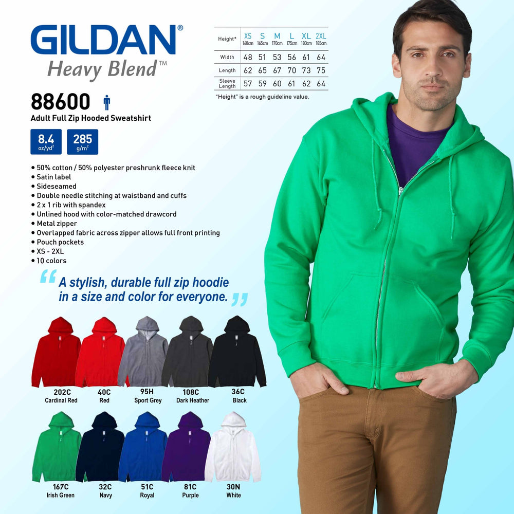 Adult Full Zip Hooded Sweatshirt (Minimum 6 Pieces)